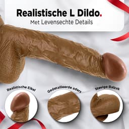 Rosebay Realistische Dildo 26 cm - Zachte Siliconen Dildo met Zuignap & Balzak - Dildo voor Mannen en Vrouwen - Licht Bruin — thumbnail 4
