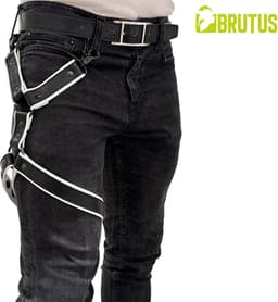 BRUTUS Leather Leg Harness Black-White — thumbnail 1