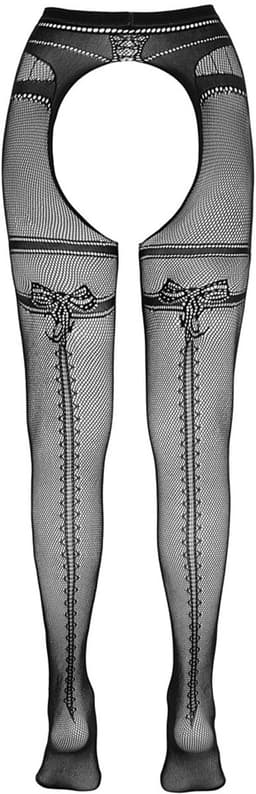Cottelli Collection – Hold Up Kousen met Open Kruis voor Gemakkelijk Toegang -Maat S/M - Zwart — thumbnail 5