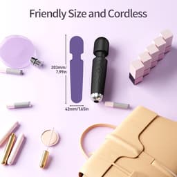 Professionele Wand Massager - 20cm - Krachtige Vibrator voor Lichaam & Ontspanning - 20 Patronen & 8 Snelheden - Medische Siliconen - Waterproof - USB Oplaadbaar - Zwart — thumbnail 4