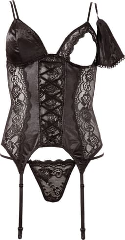 Cottelli Collection – Erotische Bustier van Kant en Satijn met Verwijderbare Cups voor een Spannende Verassing – Maat XL - Zwart — thumbnail 4