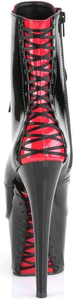 Pleaser - ADORE-1020FH Plateau Laarzen, Paaldans schoenen - Paaldans schoenen - 40 Shoes - Zwart/Rood — thumbnail 4