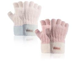 Dailygoods- Vingerloze Handschoenen - 2 Paar - Thermische Winterhandschoenen - Warme Gebreide Halve Vingers - Typen Handschoenen voor Hardlopen - Geschikt voor Dames - Vingerloze Wanten