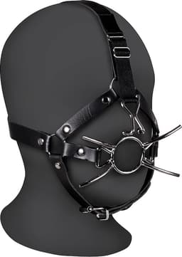Shots - Ouch! Head Harness met Spider Gag en Neushaken - Zwart — thumbnail 1