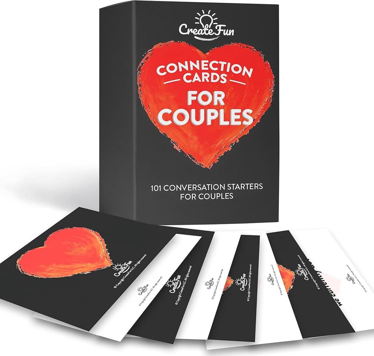 Gesprekskaarten Koppels - Relatie Vragen - Intieme Gesprekken - 101+ Vragen - 8.9 x 6.4 cm - Wit Zwart Rood — afbeelding 1