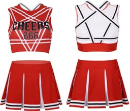 Sexy Cheerleader Kostuum - 2-delig Rood Verkleedpakje - Rokje & Korte Top Met Open Rug - Rollenspel / Cosplay - Lingerie Ondergoed voor Dames - Maat XXL / 2XL — thumbnail 5