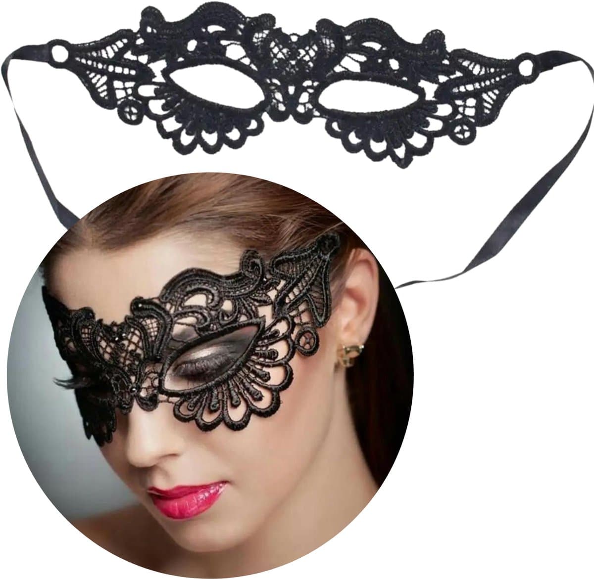 Sexy Masker - Kant Zwart - Spannend Oogmasker - Vrouwen - Zwart - Sex Speeltjes Toys - Erotiek - Bondage Masker — afbeelding 1