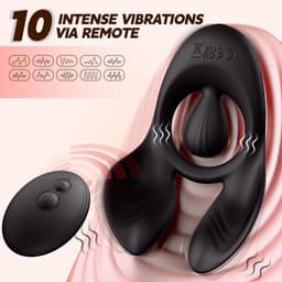 Daity Vibrerende Cockring voor Mannen en Koppels – Penisring met 3 Motoren, 10 Vibratiestanden en Afstandsbediening – Clitoris- en Teelbalstimulatie – Dubbele Teelbalvibrator — thumbnail 3