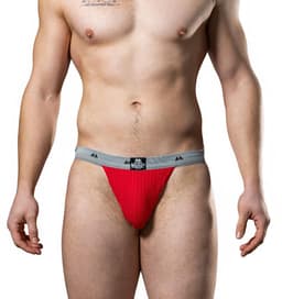 MM Sports The Original Swimmer/Jogger Jockstrap 1 inch Red - MAAT L - Heren Ondergoed - Jockstrap voor Man - Mannen Jock — thumbnail 5