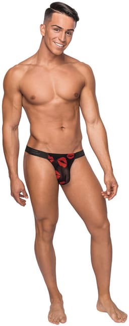Male Power Sexy Micro String met Rode penisring - Zwart - Maat L/XL — thumbnail 1