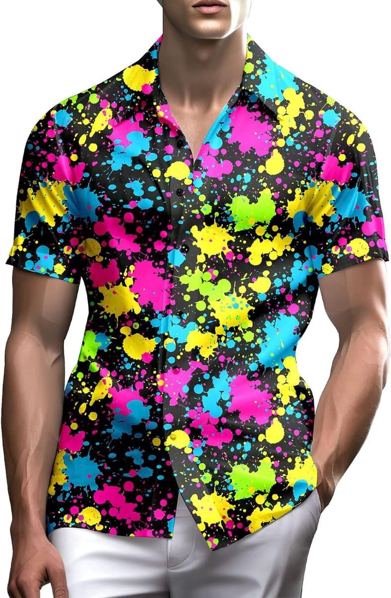 Herenshirt Jaren 80 - Retro Outfit Mannen - Feest Kleding - Relaxed Fit - XXL — afbeelding 1