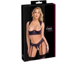 Longline Jarretel Set Open Kruis met Parels