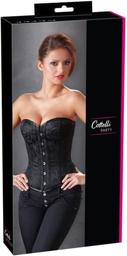 Cottellli Collection –  Korset met Verwijderbare Bretels en Vetersluiting Seductief Variant – Maat S - Zwart — thumbnail 1