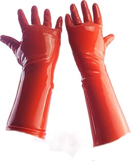 BamBella® - 100% LATEX Handschoenen kort BDSM SM sexy glans handschoen Rood — thumbnail 4