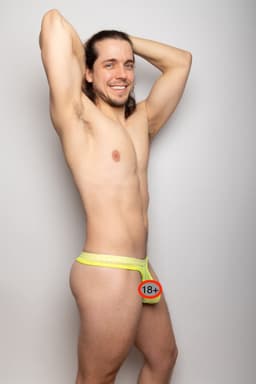 SUKREW Sheer Low-rise Thong Acid Yellow - MAAT M - Erotisch Heren Ondergoed - String voor Man - Sexy mannen String — thumbnail 4