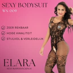 Elara - Alexandra Zwart - Bodystocking Erotische Lingerie met Open Kruis - Catsuit - S t/m XL - Sexy Dames Lingerie - Bodysuit — thumbnail 2