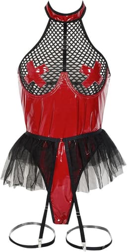 Sexy Lingerie Body – Erotisch jurkje – Rollenspel – Lak & Netstof – Latex & Datex – Kinky Mesh Bustier met Tule Rokje – Verleidelijk Fetish – Erotische Lingerie – BDSM – Lingerieset Dames – Sexy Lingerie – Festivallook – Bitch – Maat S, M, L, XL — thumbnail 4