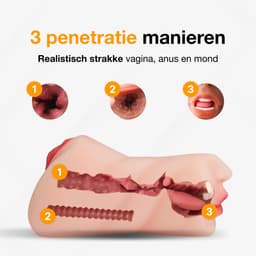 Jespro Realistische Pocket Pussy - 3-in-1 - Kunstvagina, mond en anus - Sex Toys voor Mannen en koppels - Masturbator - Blowjob Simulator - Kut - Nep Vagina - Voor Heren - Stroker - Seksspeeltjes - Erotiek - Zelf aftrekken — thumbnail 5