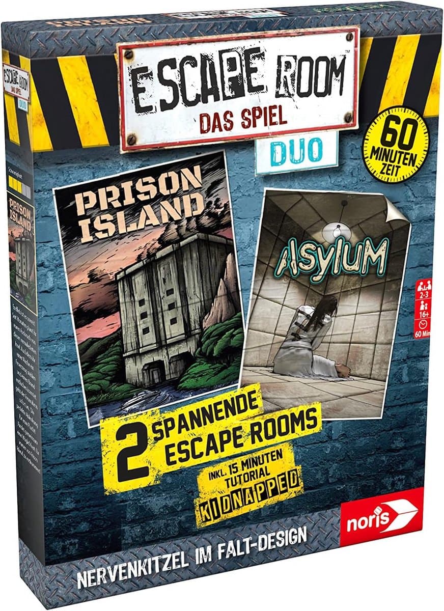 Noris 606101838 - Escape Room DUO, familie en gezelschapsspel voor volwassenen, incl. 2 gevallen en promocase met nieuw vouwmechanisme, vanaf 16 jaar — afbeelding 1