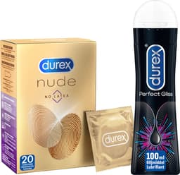 Durex - 20 stuks Condooms - Nude No Latex - 100ml Glijmiddel - Perfect Gliss - Voordeelverpakking — thumbnail 1