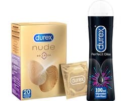 Durex - 20 stuks Condooms - Nude No Latex - 100ml Glijmiddel - Perfect Gliss - Voordeelverpakking