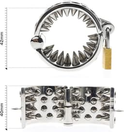 Prolink Novelties® - Metalen cockring - 36 pinnen van 6 mm - hangslot - zonder tanden Ø5,0 cm -  met tanden Ø3,0 cm — thumbnail 3