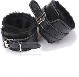 Leren Handboeien met Bont - Zwart - SM Bondage Sex - Erotiek Set voor BDSM - Erotische Seksspeeltjes - Sex Toys - Sexy Lingerie - Valentijn Cadeautje Mannen & Vrouw - Pride Amsterdam — thumbnail 1