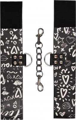 Printed Hand Cuffs - Love Street Art Fasion - Black — thumbnail 4