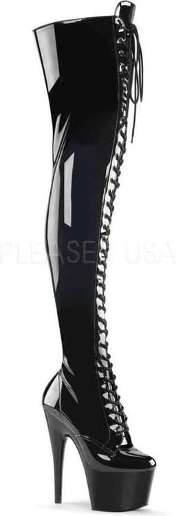 Pleaser - ADORE-3023 Plateau Overknee Laarzen - Paaldans schoenen - 39 Shoes - Zwart — thumbnail 1