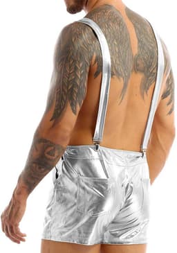 Zilveren Heren Overall – Glanzend – Sexy Festival Outfit – Verstelbaar — thumbnail 5