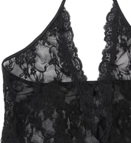 Sexy Lingerie - Erotische UITDAGENDE Halter Body met Kant + bijpassende kousen - Decolleté - Sexy Teddy - Erotiek - Kleur Zwart - Maat M-L — thumbnail 5