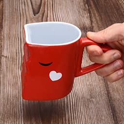 Koppels Mokken - Liefdes Mokken - Romantisch Cadeau - Face Kiss Ontwerp - 2 Stuks 300ml - Wit en Rood — thumbnail 2