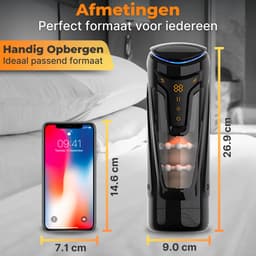 Masturbator voor Man Premium - Sex toys voor mannen - Versie 2.0 verbeterd model - Pocket Pussy - 9 vibratie standen - 8 zuig standen - verwarming optie - Masturbators - Automatische Blowjob simulator — thumbnail 2