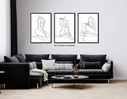 Abstracte Lijntekening - Lijst Kunst - Woonkamer Decoratie - Eco-pigment Prints - 40 x 61 cm - Multicolor — thumbnail 5