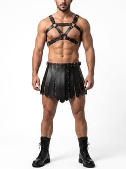 Gladiator Rok Mannen Zwart – PU Leren Festival & Fetish Outfit – Kinky Clubwear Heren – Wasteland B.I.T.C.H. Toxic Kleding — thumbnail 4