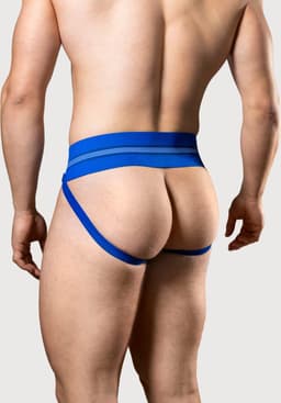 MM Sports The Original No. 10 Swimmer/Jogger Jockstrap 3 inch Blue - MAAT M - Heren Ondergoed - Jockstrap voor Man - Mannen Jock — thumbnail 3