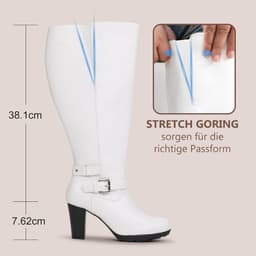 Dames Laarzen Grote Maten Brede Schacht Hoge Hak Enkelband Sluiting — thumbnail 3
