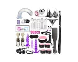 Daity 30-delige BDSM Sex Speeltjes Set - Erotische Bondage Set met Vibrator, Handboeien, Buttplugs, Zweep, en Meer - Volwassen Speelgoed voor BDSM Spelletjes en Intiem Spel - roze