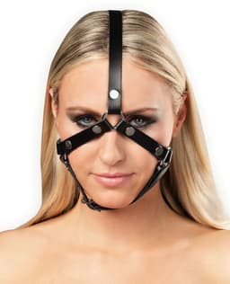 Rimba - Lederen Hoofdharnas met Collar en Neushaak - Zwart — thumbnail 1