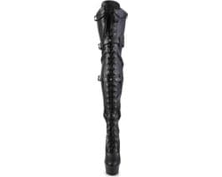 Pleaser - DELIGHT3028 Plateau Overknee Laarzen - Paaldans schoenen - 45 Shoes - Zwart — thumbnail 2