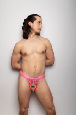 SUKREW Sheer Low-rise Thong Elect Pink - MAAT L - Erotisch Heren Ondergoed - String voor Man - Sexy mannen String — thumbnail 5