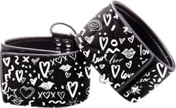 Printed Hand Cuffs - Love Street Art Fasion - Black — thumbnail 3
