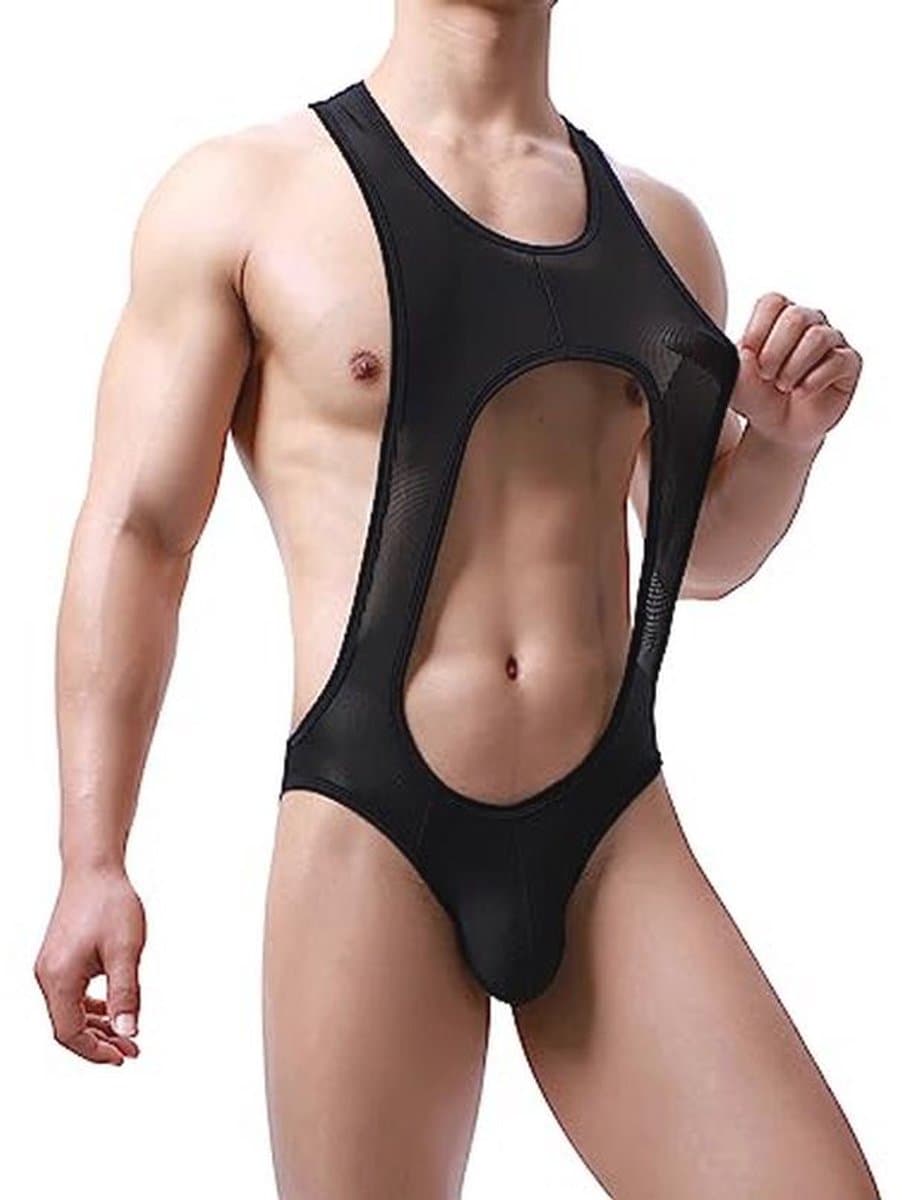 Heren Ronde Hals Jockstrap Bodysuit Sexy Uitgesneden Jumpsuit — afbeelding 1
