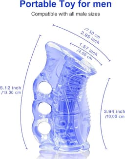 DOWO® - Hand Tool Masturbator - Pocket Pussy - Masturbator voor Man - Masturbator voor Man – Super Stroker - Masturbator - Sex Toys voor Mannen - Siliconen – Blauw/Transparant — thumbnail 2
