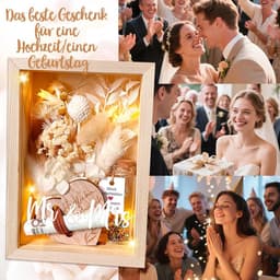 Romantisch geldcadeau met eeuwige bloemen en houten doos voor hem en haar — thumbnail 2