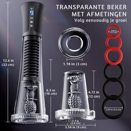 Pijpmachine Sex - 14 Standjes - 12 Items - Met Glijmiddel - Met Cock Ringen - Penis Vergroter - Zuigmachine - Voor Mannen - Blowjob Simulator - Penispomp - Elektrisch - Transparant - Discreet Verzonden — thumbnail 4
