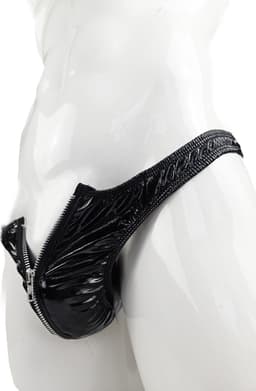 BamBella® - String Man - Maat S/M - sexy Lingerie Heren -Open voorkant rits - Zwart mannen string — thumbnail 1