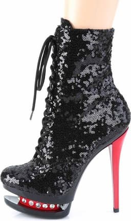 Pleaser - BLONDIE-R-1020 Plateau Laarzen, Paaldans schoenen - Paaldans schoenen - 36 Shoes - Zwart/Rood — thumbnail 3