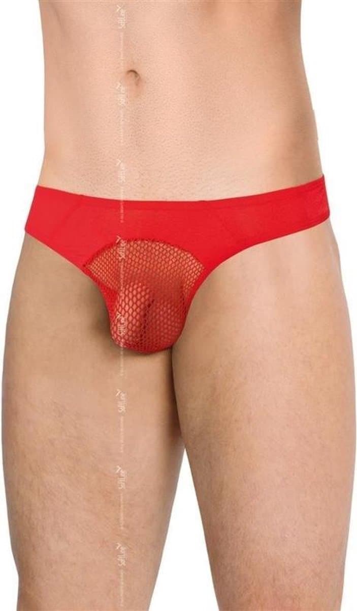 Sexy doorzichtige herenslip met visnet rood XL — afbeelding 1