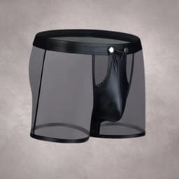 LekkerStout 2-Pack Heren Boxershorts met Open Kruis - Zwart/Rood - Laklook en Mesh - Maat L | LS266 — thumbnail 5